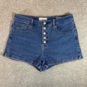 PacSun Mom Jean Shorts Button Fly Blue Denim High Waist Womens‎ Size 26